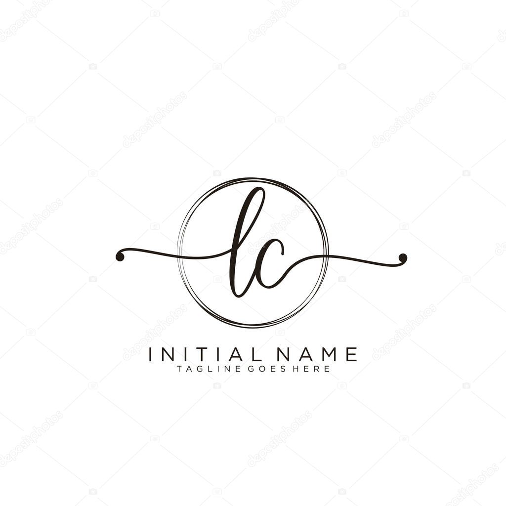 LC Initial handwriting logo with circle template vector.