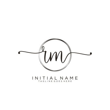 Dairesel şablon vektörlü ilk el yazısı logosu.