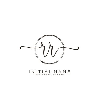 Dairesel şablon vektörlü ilk el yazısı logosu.