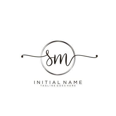 Çember şablon vektörlü ilk el yazısı logosu.