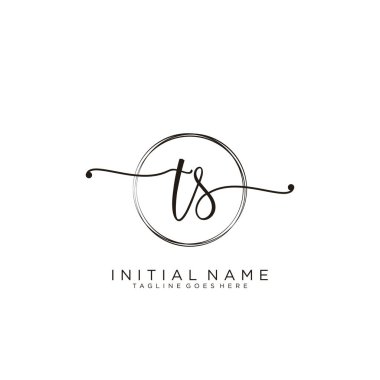Dairesel şablon vektörlü ilk el yazısı logosu.
