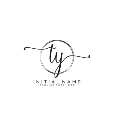 Çember şablon vektörlü ilk el yazısı logosunu dene.