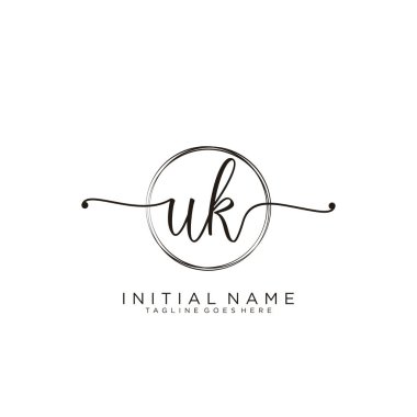 Dairesel şablon vektörlü ilk el yazısı logosu.