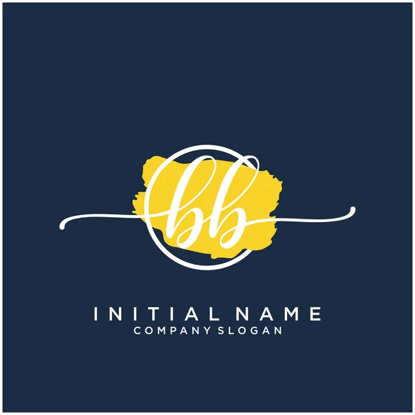 Initial Handwriting Logo Design Brush Circle Logo Fashion Photography Wedding — Stock Vector