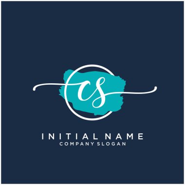 Fırça çemberli C 'ler el yazısı logosu tasarımı. Moda, fotoğrafçılık, düğün, güzellik ve iş için logo.