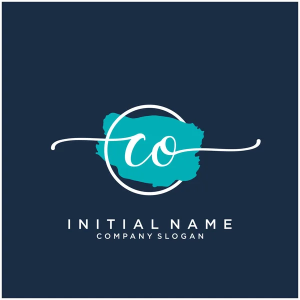 Initial Handwriting Logo Design Brush Circle Logo Fashion Photography Wedding — Stock Vector