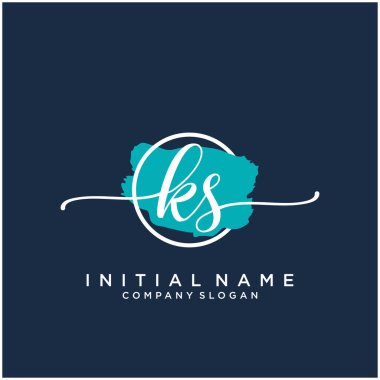 KS Initial handwriting logo design with brush circle. Logo for fashion,photography, wedding, beauty, business. clipart