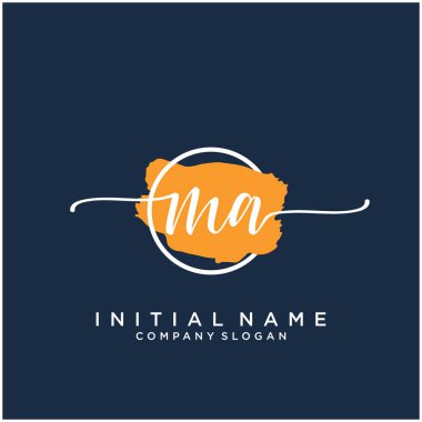 MA Initial handwriting logo design with brush circle. Logo for fashion,photography, wedding, beauty, business. clipart