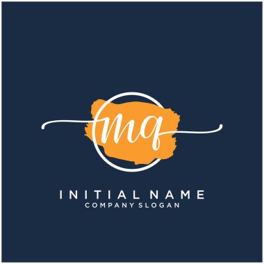 Fırça çemberli ilk el yazısı logosu tasarımı. Moda, fotoğrafçılık, düğün, güzellik ve iş için logo.