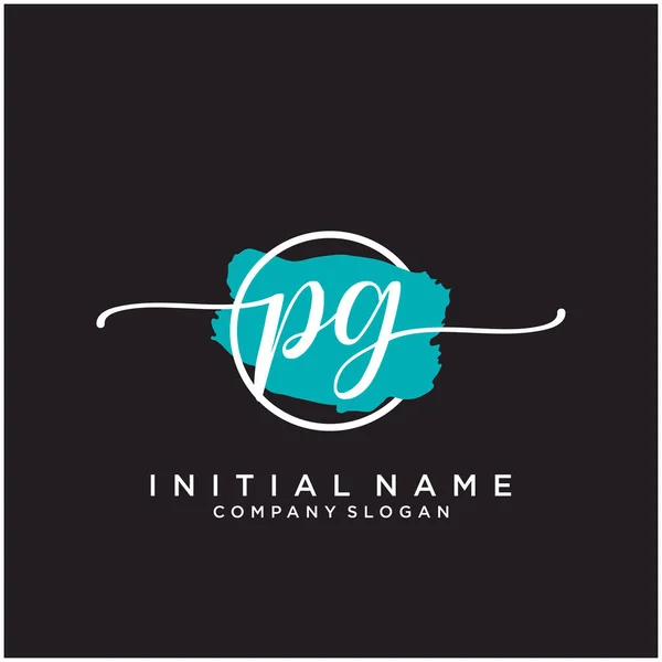 PG Initial handwriting logo design with brush circle. Logo for fashion,photography, wedding, beauty, business.