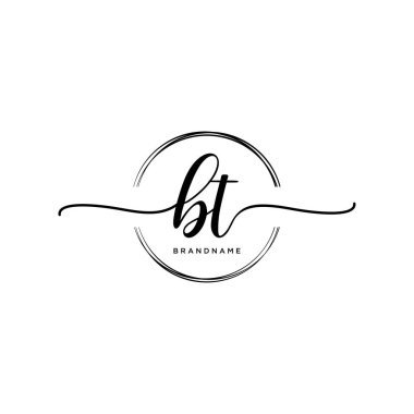 Çember şablon vektörlü ilk el yazısı logosu.