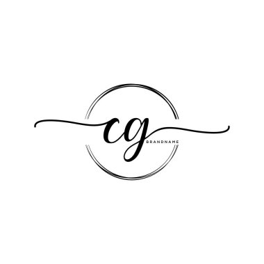 Çember şablon vektörlü ilk el yazısı logosu.