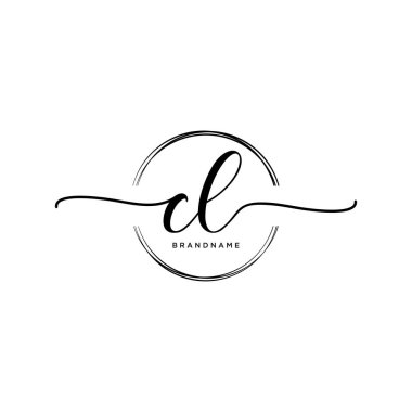 Çember şablon vektörlü ilk el yazısı logosu.