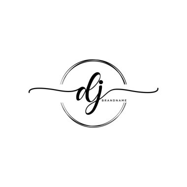 Dairesel şablon vektörlü ilk el yazısı logosu.