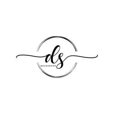 Dairesel şablon vektörlü ilk el yazısı logosu.