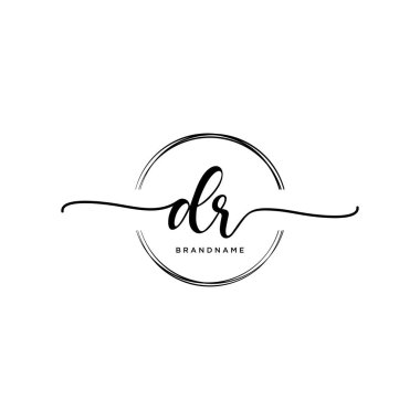 Dairesel şablon vektörlü Dr İlk el yazısı logosu.