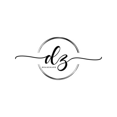 Daire şablonu vektörü olan ilk el yazısı logosu.