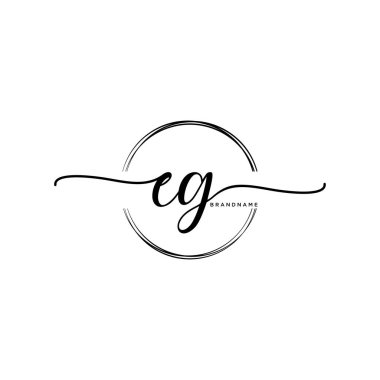 Çember şablon vektörlü ilk el yazısı logosu.