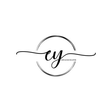 Dairesel şablon vektörlü ilk el yazısı logosu.