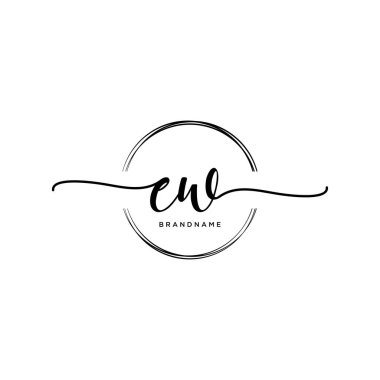Çember şablon vektörlü ilk el yazısı logosunu Ew.