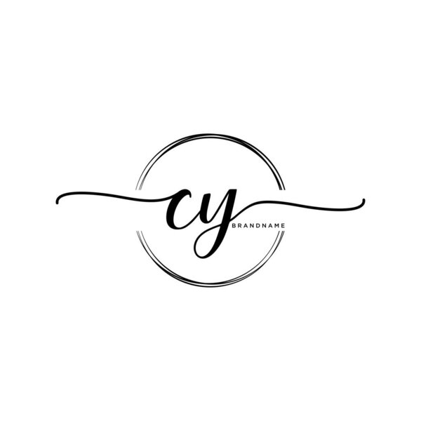 CY Initial handwriting logo with circle template vector.