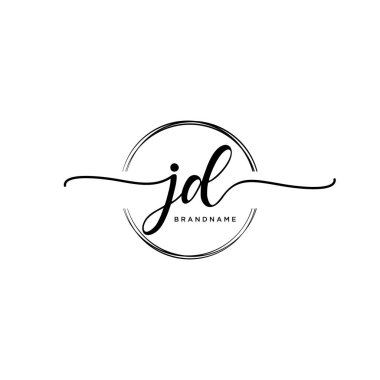 Jd Çember şablon vektörlü ilk el yazısı logosu.