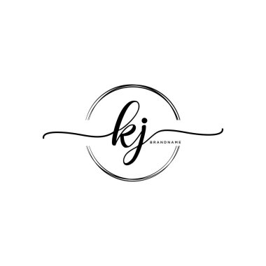 Dairesel şablon vektörlü ilk el yazısı logosu.