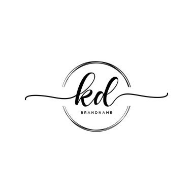 Çember şablon vektörlü Kd İlk el yazısı logosu.