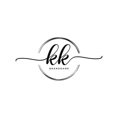 Dairesel şablon vektörlü ilk el yazısı logosu.