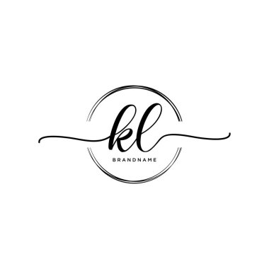 Dairesel şablon vektörlü ilk el yazısı logosu.
