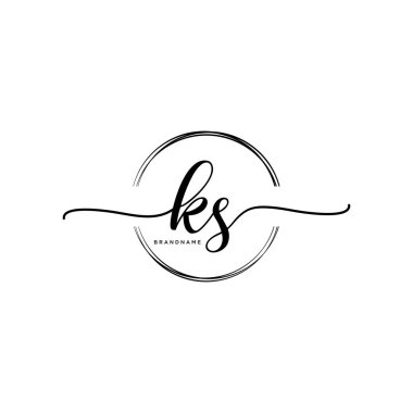 Çember şablon vektörlü ilk el yazısı logosu.