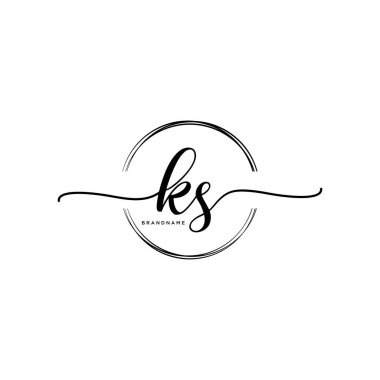 KS Initial handwriting logo with circle template vector. clipart