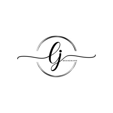 Çember şablon vektörlü ilk el yazısı logosu.