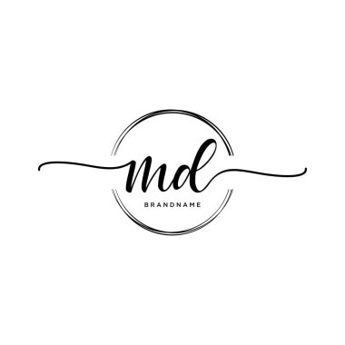 Çember şablonlu ilk el yazısı logosu.