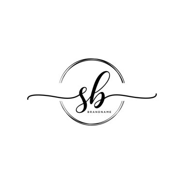 Çember şablon vektörlü ilk el yazısı logosu.