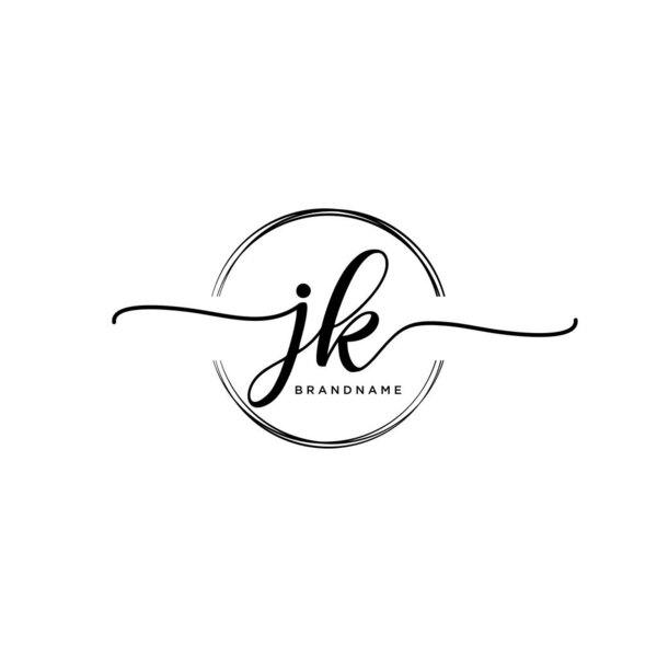 JK Initial handwriting logo with circle template vector.