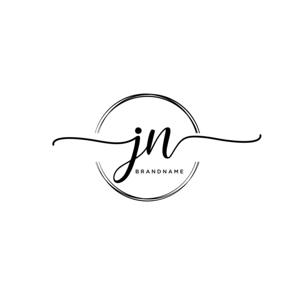Jn Çember şablon vektörlü ilk el yazısı logosu.