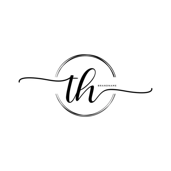 Initial Handwriting Logo Circle Template Vector — Stock Vector