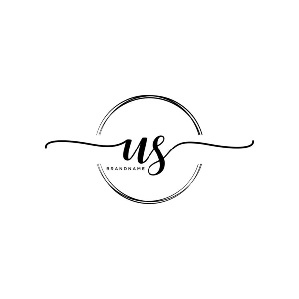 Uns Anfängliche Handschrift Logo Mit Kreis Vorlagenvektor — Stockvektor