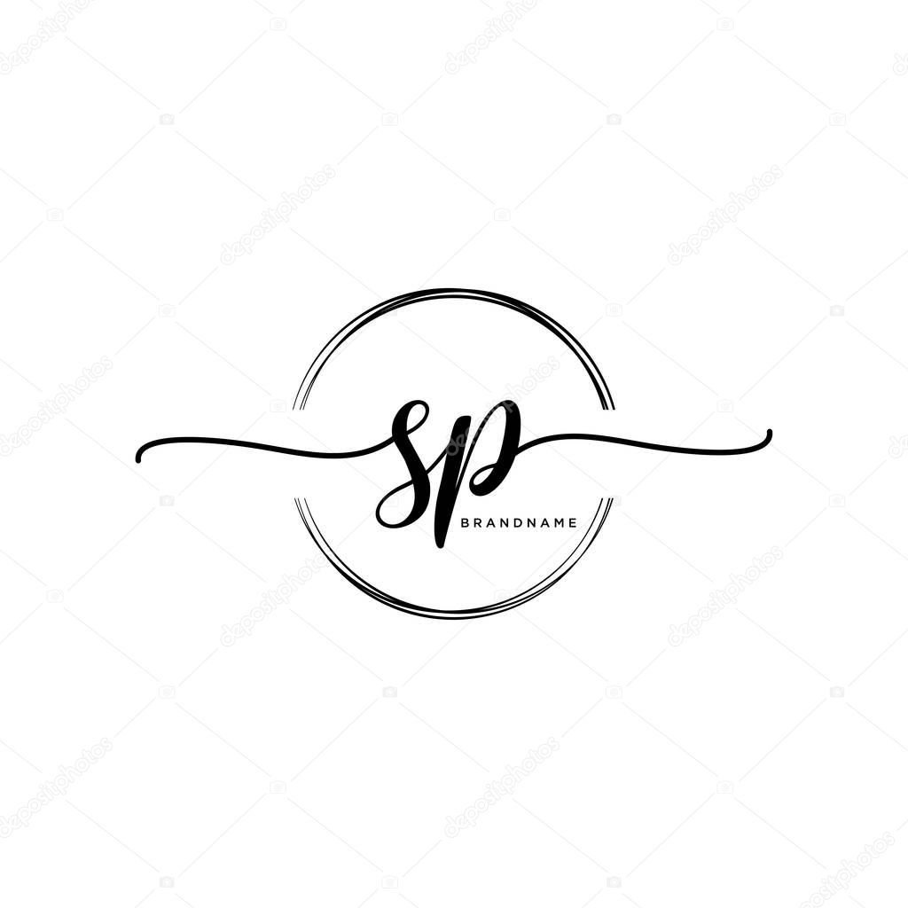 SP Initial handwriting logo with circle template vector.