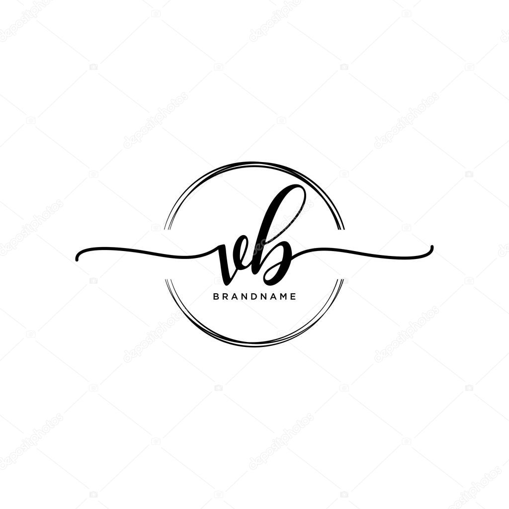 VB Initial handwriting logo with circle template vector.