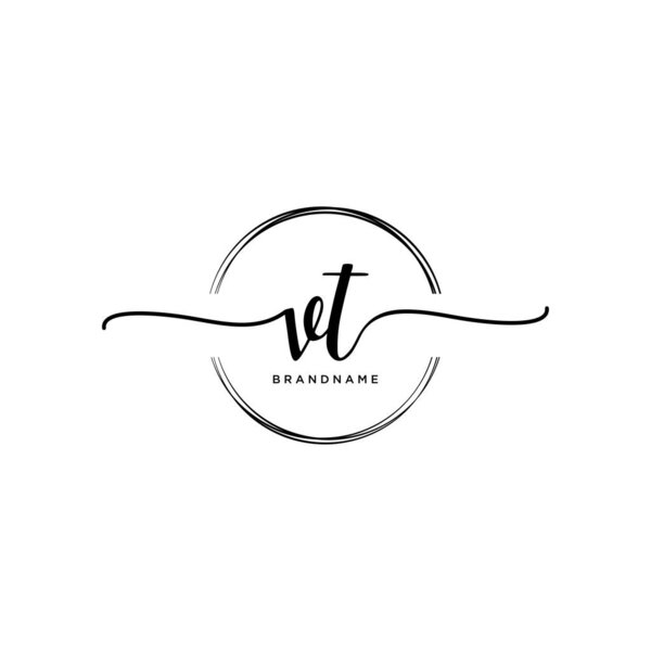 VT Initial handwriting logo with circle template vector.