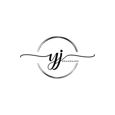 Çember şablon vektörlü ilk el yazısı logosu.