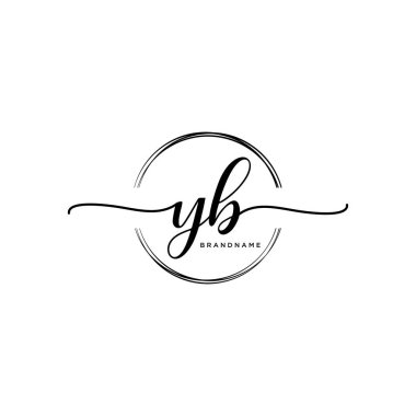 Çember şablon vektörlü ilk el yazısı logosu.