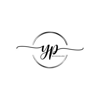 Çember şablon vektörlü ilk el yazısı logosu.