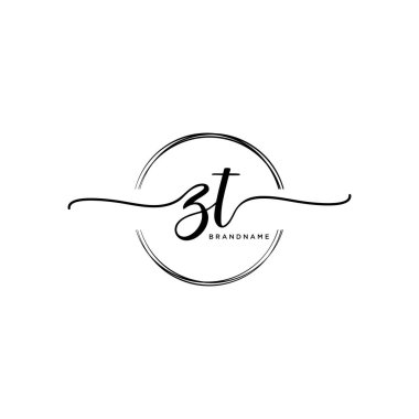 Çember şablon vektörlü Zt İlk el yazısı logosu.