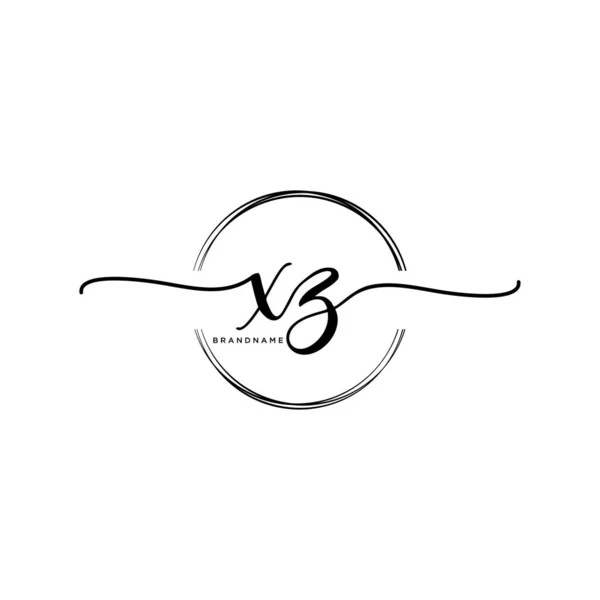 Eerste Handschrift Logo Met Cirkel Template Vector — Stockvector