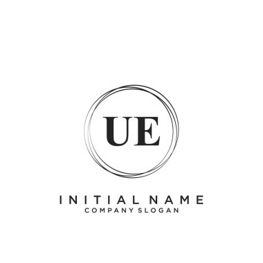 Harf Ue Güzellik Logosu Şablon Vektörü