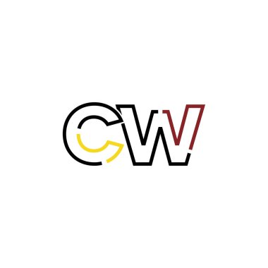 Harf Cw logo simgesi tasarım şablon elementleri