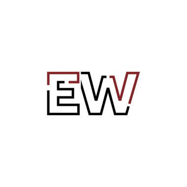 Harf Ew logo simgesi tasarım şablon elementleri